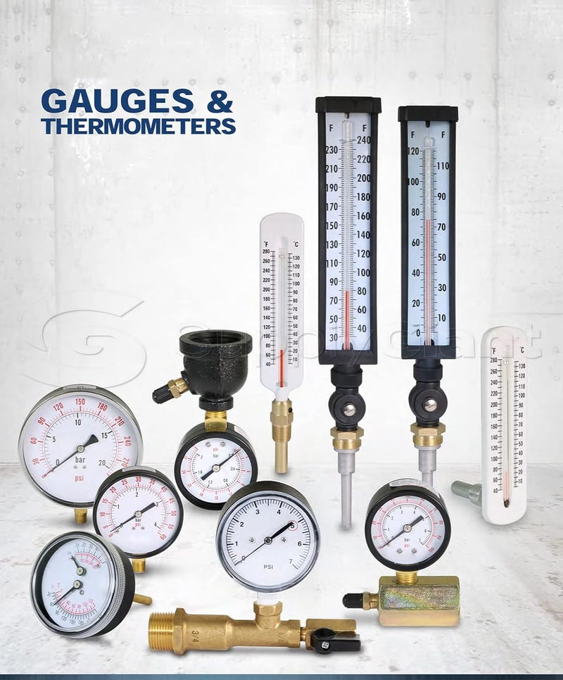 Supply Giant SH67-TT Hot Water Thermometer with Straight Angle Steel Thermowell, 1/2" NPT Mount, 40-280 F, Organic Liquid Filled Tube - Image 3